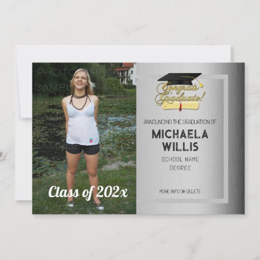 Gefeliciteerd Afstuderen Aangepaste foto grijs Afs Aankondiging (Voorkant)