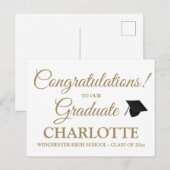 Gefeliciteerd afstuderen aangepaste gouden script briefkaart (Voorkant / Achterkant)