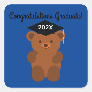 Gefeliciteerd Afstuderen Afstuderen Beer #1 Sticke Vierkante Sticker
