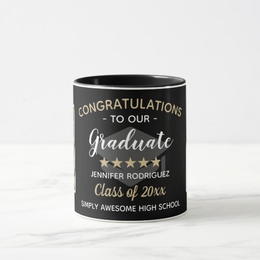Gefeliciteerd Afstuderen Afstuderen Custom 2 Foto Mok (Midden)