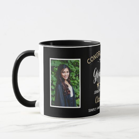 Gefeliciteerd Afstuderen Afstuderen Custom 2 Foto Mok (Links)