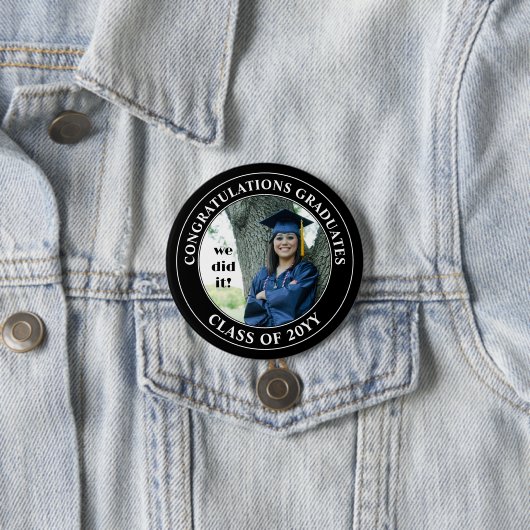 Gefeliciteerd Afstuderen Afstuderen Foto Ronde Button 7,6 Cm (In situ)