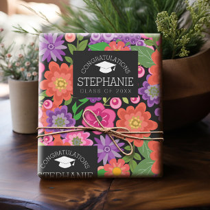 Gefeliciteerd Afstuderen Afstuderen Girly Flowers Cadeaupapier