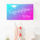 Gefeliciteerd Afstuderen Aqua en Pink Ombre Spandoek (Insitu)