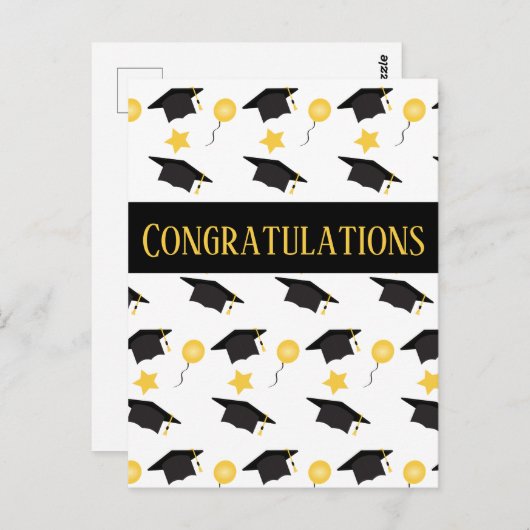 Gefeliciteerd Afstuderen ballons Pet Patroon Briefkaart (Voorkant / Achterkant)