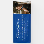 Gefeliciteerd afstuderen blauw afstuderen foto spandoek (Verticaal)
