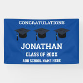 Gefeliciteerd Afstuderen Blauw Afstuderen Spandoek (Horizontaal)
