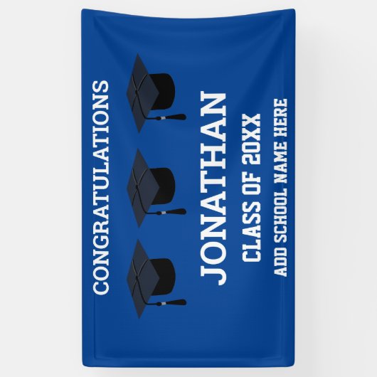 Gefeliciteerd Afstuderen Blauw Afstuderen Spandoek (Verticaal)