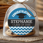 Gefeliciteerd Afstuderen - Blauw zwart Afstuderen Ronde Sticker