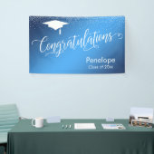 Gefeliciteerd Afstuderen Blauwe gradiënt Ombre Spandoek (Beurs)