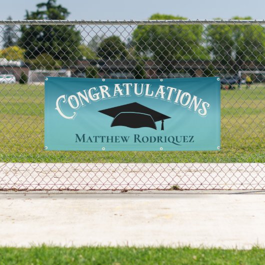 Gefeliciteerd Afstuderen Blauwe School Banner (Insitu)