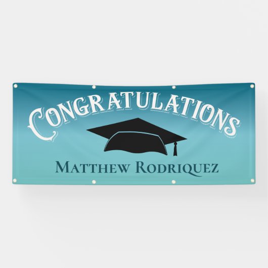 Gefeliciteerd Afstuderen Blauwe School Banner (Horizontaal)