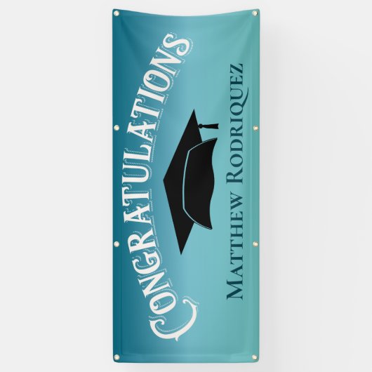 Gefeliciteerd Afstuderen Blauwe School Banner (Verticaal)