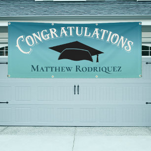 Gefeliciteerd Afstuderen Blauwe School Banner