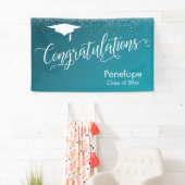 Gefeliciteerd Afstuderen Blauwgroen Gradient Ombre Spandoek (Insitu)