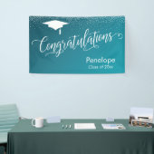 Gefeliciteerd Afstuderen Blauwgroen Gradient Ombre Spandoek (Beurs)