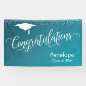 Gefeliciteerd Afstuderen Blauwgroen Gradient Ombre Spandoek (Horizontaal)