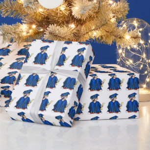 Gefeliciteerd Afstuderen Blue Boy Pet Gown Afstude Cadeaupapier