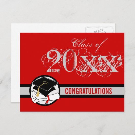 Gefeliciteerd Afstuderen Briefkaart diploma rood 1 (Voorkant / Achterkant)