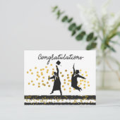Gefeliciteerd Afstuderen Confetti zwart goud Briefkaart (Staand voorkant)
