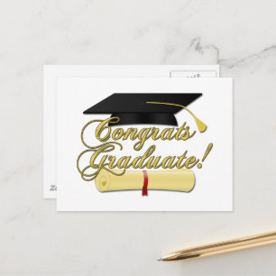 Gefeliciteerd Afstuderen Diploma en Afstuderen pet Briefkaart