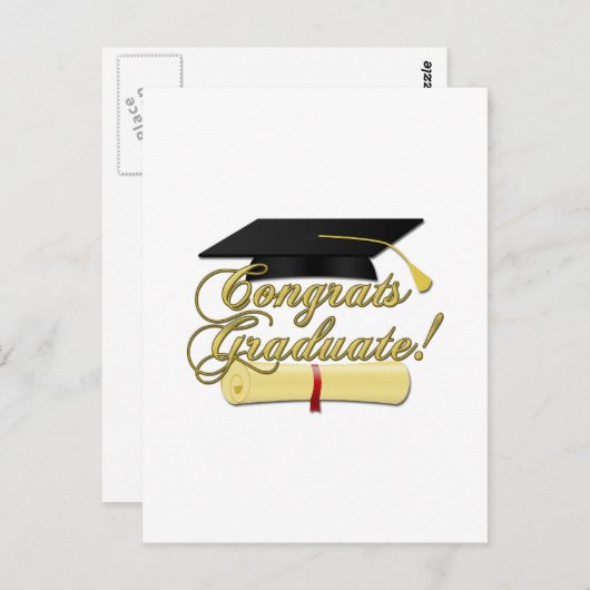 Gefeliciteerd Afstuderen Diploma en Afstuderen pet Briefkaart (Voorkant / Achterkant)
