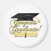 Gefeliciteerd Afstuderen Diploma en Afstuderen pet Magneet (Voorkant)