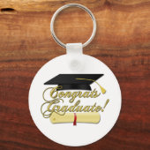 Gefeliciteerd Afstuderen Diploma en Afstuderen pet Sleutelhanger (Voorkant)