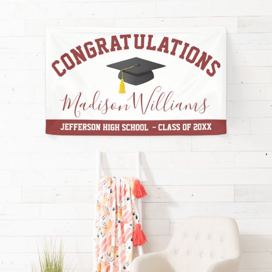 Gefeliciteerd Afstuderen Elegant Script Custom Spandoek (Insitu)