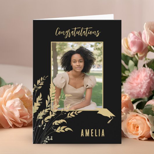 Gefeliciteerd Afstuderen Foliage Afstuderen Foto Kaart