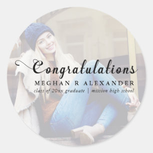 Gefeliciteerd Afstuderen Foto en Naam Sticker