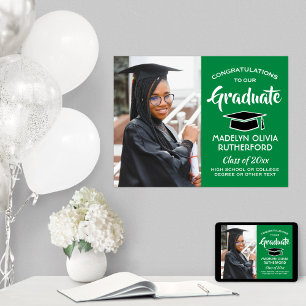 Gefeliciteerd Afstuderen Foto Groen en Wit Afstude Poster