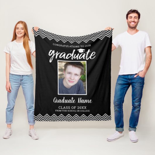 Gefeliciteerd Afstuderen Foto Klasse 2020 Black Fleece Deken (In situ)