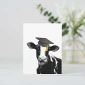 Gefeliciteerd Afstuderen Funny Cow in Pet Briefkaart (Staand voorkant)