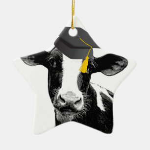 Gefeliciteerd Afstuderen Funny Cow in Pet Keramisch Ornament