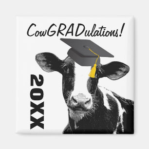 Gefeliciteerd Afstuderen Funny Cow in Pet Magneet