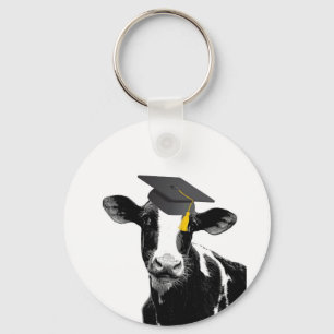 Gefeliciteerd Afstuderen Funny Cow in Pet Sleutelhanger