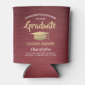 Gefeliciteerd Afstuderen geborsteld Burgundy Gold Blikjeskoeler (Voorkant)