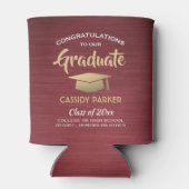 Gefeliciteerd Afstuderen geborsteld Burgundy Gold Blikjeskoeler (Achterkant)