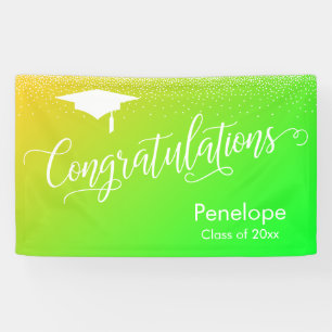 Gefeliciteerd Afstuderen Geel & Groen Gradient Spandoek