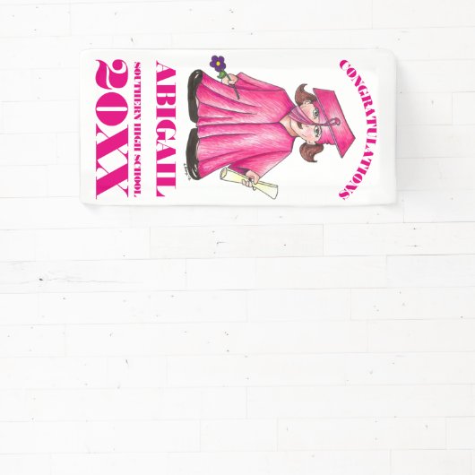 Gefeliciteerd Afstuderen Girl Afstuderen Pet Gown Spandoek (Insitu)