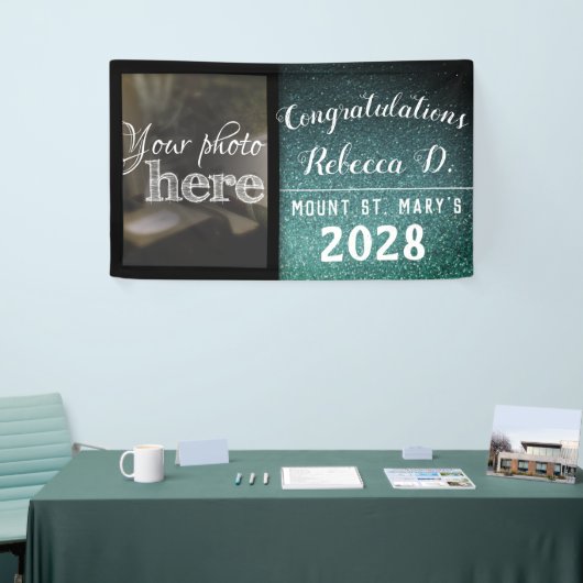 Gefeliciteerd Afstuderen Glitter Elegant Modern Bl Spandoek (Beurs)