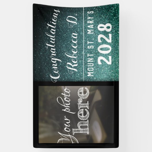 Gefeliciteerd Afstuderen Glitter Elegant Modern Bl Spandoek (Verticaal)