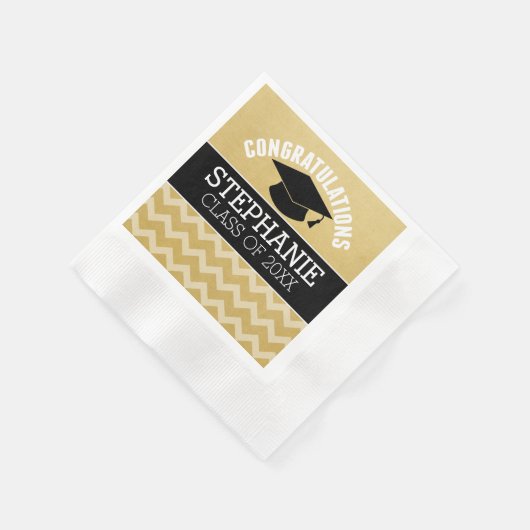 Gefeliciteerd Afstuderen - Gold Black Afstuderen Servetten (Hoek)