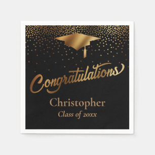 Gefeliciteerd, Afstuderen, Gold-klasse op zwart Servet