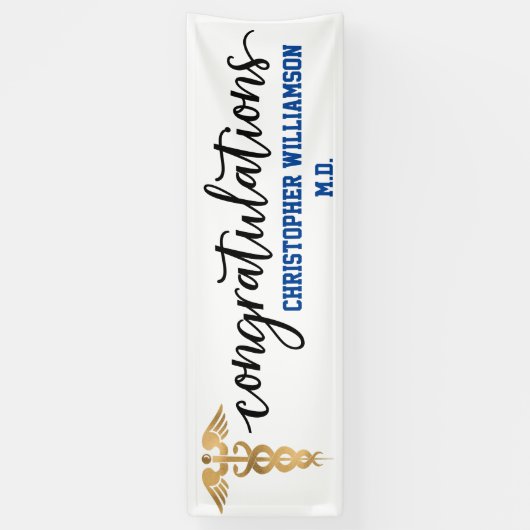 Gefeliciteerd Afstuderen Gold Medical Doctor Spandoek (Verticaal)