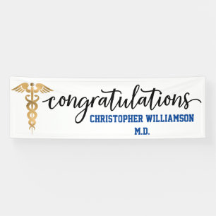 Gefeliciteerd Afstuderen Gold Medical Doctor Spandoek