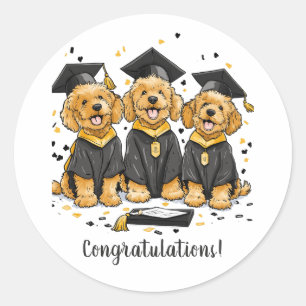 Gefeliciteerd Afstuderen Goldendoodle Dogs Ronde Sticker