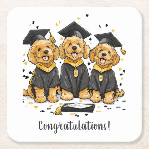 Gefeliciteerd Afstuderen Goldendoodle Dogs Vierkante Kartonnen Onderzetter