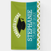 Gefeliciteerd Afstuderen - Graduatie Cap en Tekst Spandoek (Verticaal)